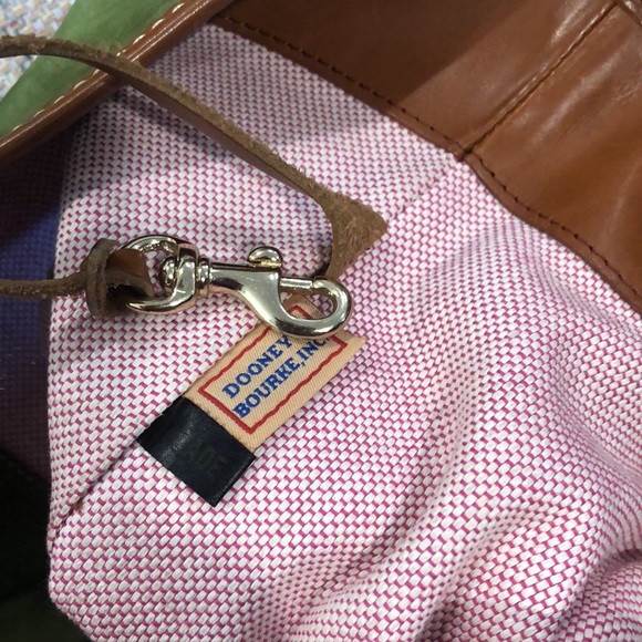 VINTAGE DOONEY BOURKE Hobo Brown Shoulder Strap Green Suede Bag with Pin Lock - Picture 14 of 17